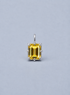 3D render of an emerald cut yellow Australian sapphire in a silver multi claw pendant setting 