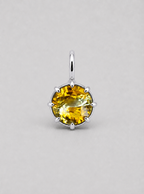 3D render of a multi claw pendant in silver with a thin bail with a round bi-coloured yellow sapphire
