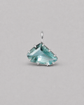3D render of a loose freeform light blue aquamarine set in a silver multi claw pendant with a thin bail