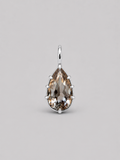 3D render of a pear shaped champagne coloured natural zircon in a sterling silver multi claw pendant setting