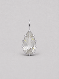 3D render of a golden rutilated white pear shape topaz set in a sterling silver multi claw pendant setting 