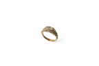 Textured gold band with a white diamond on a white background