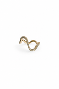 A gold-toned wavy open ring adorned with small pavé diamonds, photographed on a clean white background.