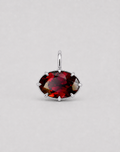 3D render of a deep red almandine garnet set in a multi claw style pendant in sterling silver 