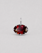 3D render of a deep red almandine garnet set in a multi claw style pendant in sterling silver 