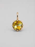 3D render of a multi claw pendant in gold with a thin bail with a round bi-coloured yellow sapphire
