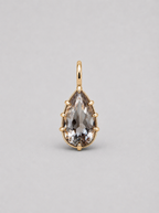 3D render of a pear shaped champagne coloured natural zircon in a yellow gold multi claw pendant setting