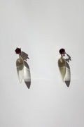 Strange Company Drop Earrings: Lemon Quartz + Rhodolite Garnet