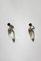 Strange Company Drop Earrings: Lemon Quartz + Rhodolite Garnet