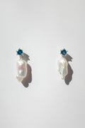 Strange Company Drop Earrings: Pearl + Topaz