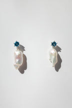 Strange Company Drop Earrings: Pearl + Topaz