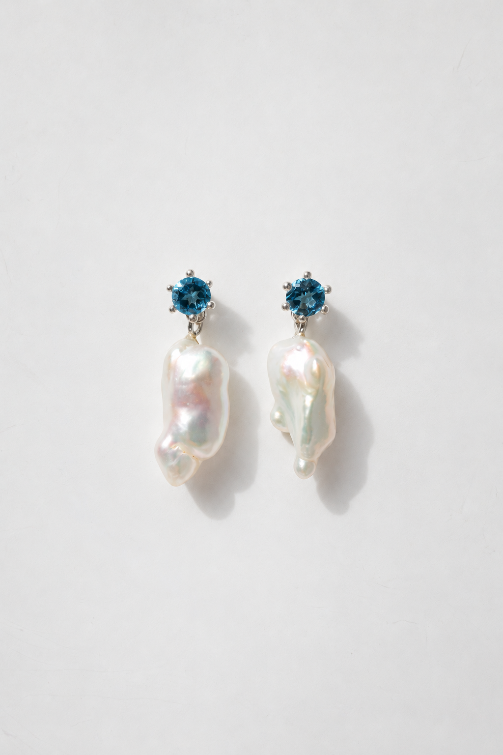 Strange Company Drop Earrings: Pearl + Topaz