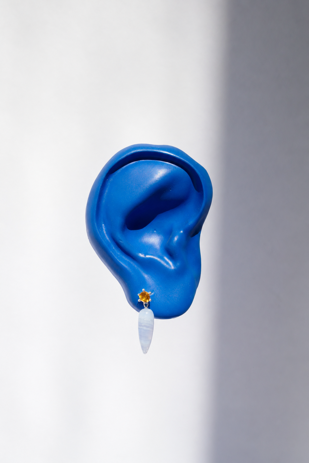 Strange Company Drop Earrings: Citrine + Blue Lace Agate
