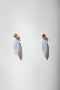 Strange Company Drop Earrings: Citrine + Blue Lace Agate
