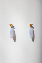Strange Company Drop Earrings: Citrine + Blue Lace Agate